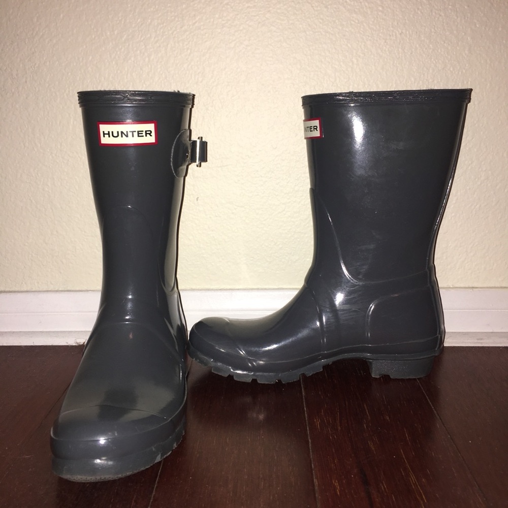 Hunter Original Short Gloss Rain Boot: Dark Slate